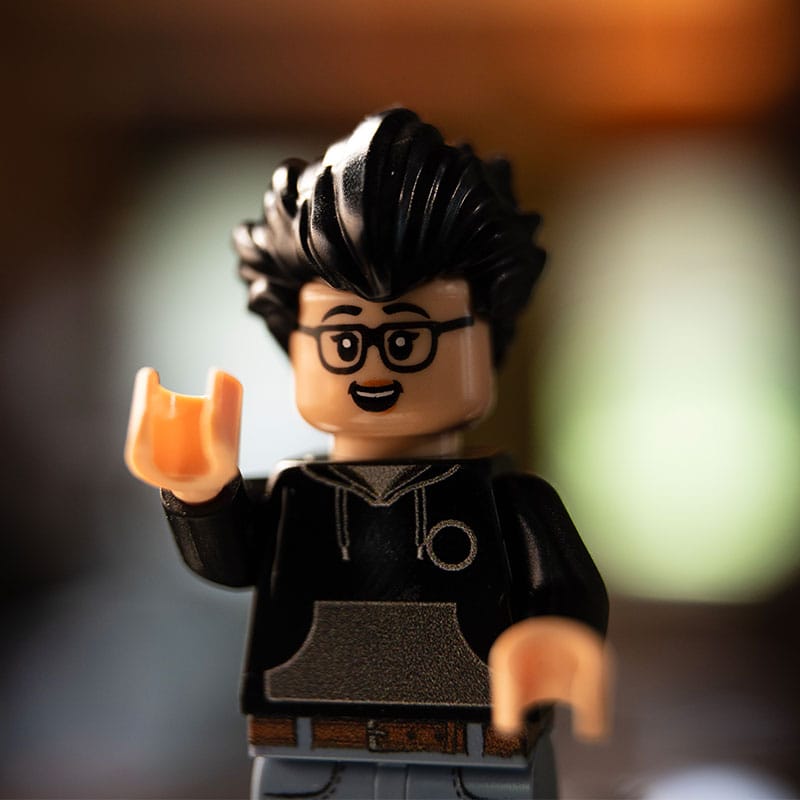 Lego figure smiling
